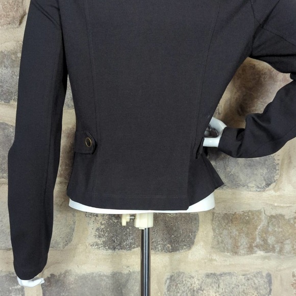 CABI Black Asymmetrical Snap Zip Pointe Moto Jacket Size XS Style 615 Zip Pocket - Picture 8 of 14